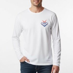 Reel Legends REEL-TEC Bluewater T-Shirt Mens XL White Crew Neck Long Sleeve